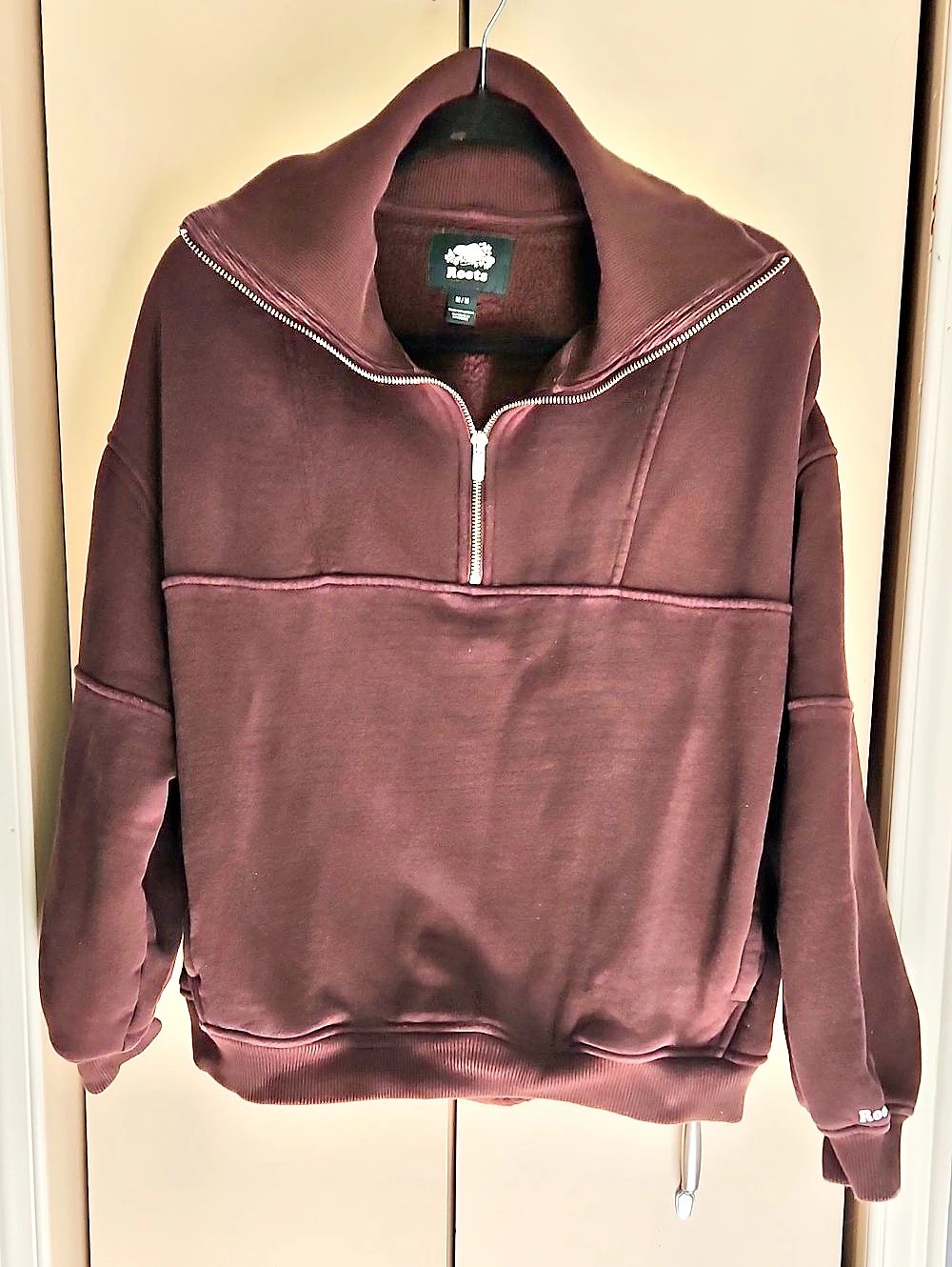 Roots Organic Original Quarter Zip in Brown/plum Medium Ptp 27 L23
